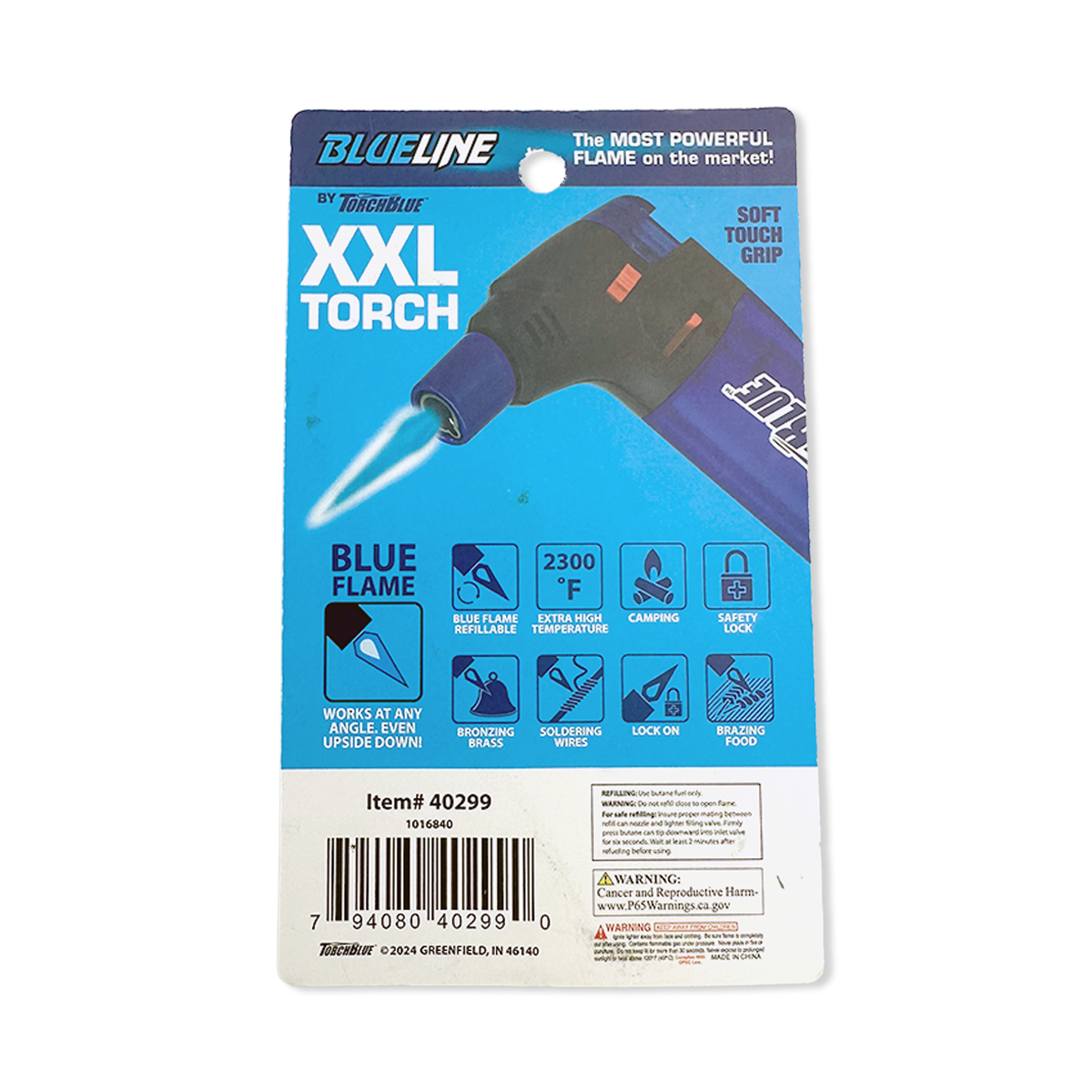 Torch Lighter XXL with Blister Pack - 12 Pieces Per Pack 40299 TORCH BLUE
