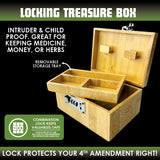 Wood Locking Storage Box with Tray - 6 Pieces Per Retail Ready Display 23893