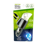 Car Charger Dual Port USB / USB-C LED Skull 3.1 Amp - 6 Pieces Per Retail Ready Display 24001 GADGET GEAR