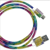 Charging Cable 3FT 2.4Amp USB-to-USB-C / Lightning Glitz N Glam Assortment - 6 Pieces Per Retail Ready Display 25679