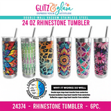 Insulated 24 oz Rhinestone Tumbler Cup- 6 Pieces Per Retail Ready Display 24374