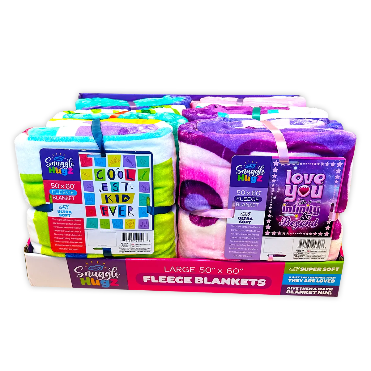 Blanket and Plush Kids Assortment Floor Display - 32 Pieces Per Retail Ready Display 88509 KIPP BROTHERS