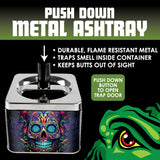 Push Down Metal Ashtray- 6 Per Retail Ready Wholesale Display 24446