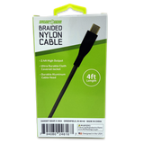 Charging Cable Nylon Braided USB to USB-C 4FT 2.4 Amp - 3 Pieces Per Pack 24616