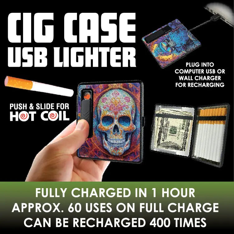 Cigarette Case with USB Coil Lighter Canada Themed Designs - 8 Pieces Per Retail Ready Display 41734 SMOKEZILLA