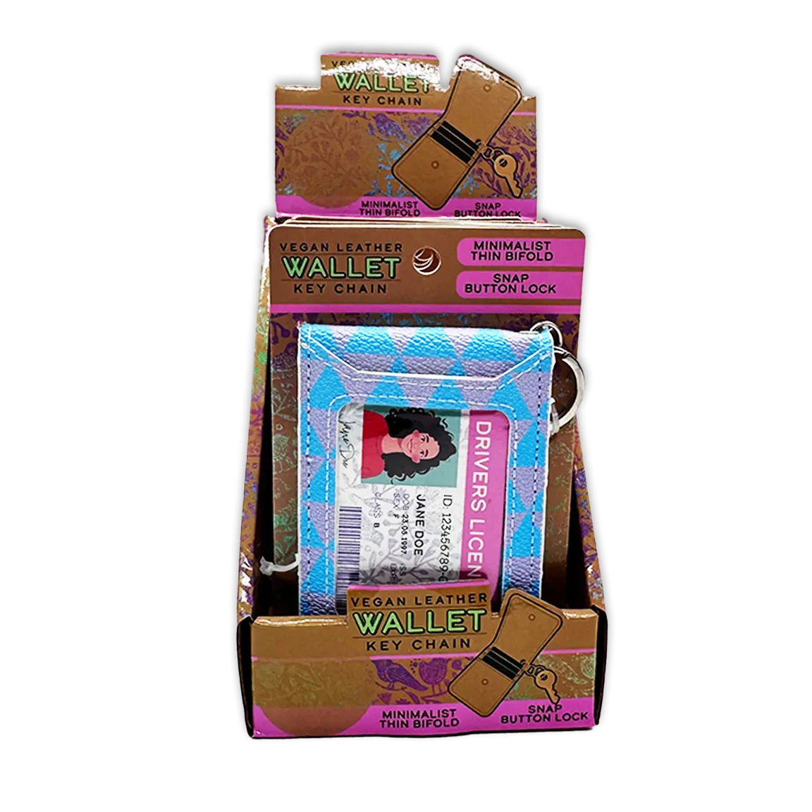Vegan Leather Wallet Keychain - 6 Pieces Per Retail Ready Display 25130 NOVELTY INC