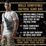 Patriotic MOLLE Tactical Sling Bag with Strap - 4 Pieces Per Retail Ready Display 25248