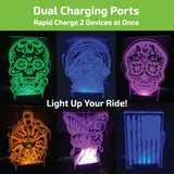 Car Charger DC Dual Port USB / USB-C with Illuminating Effects - 6 Pieces Per Retail Ready Display 25272