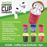 Wireless Earbuds with Coffee Cup Case - 6 Pieces Per Retail Ready Display 25286