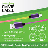 10FT Color Fade USB-A-to-USB-C Charging Cable - 6 Pieces Per Retail Ready Display 25484