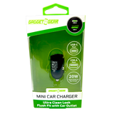 Mini Car Charger DC Dual Port USB / USB-C 20 Watts - 6 Pieces Per Retail Ready Display 25751