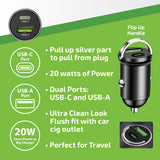 Mini Car Charger DC Dual Port USB / USB-C 20 Watts - 6 Pieces Per Retail Ready Display 25751