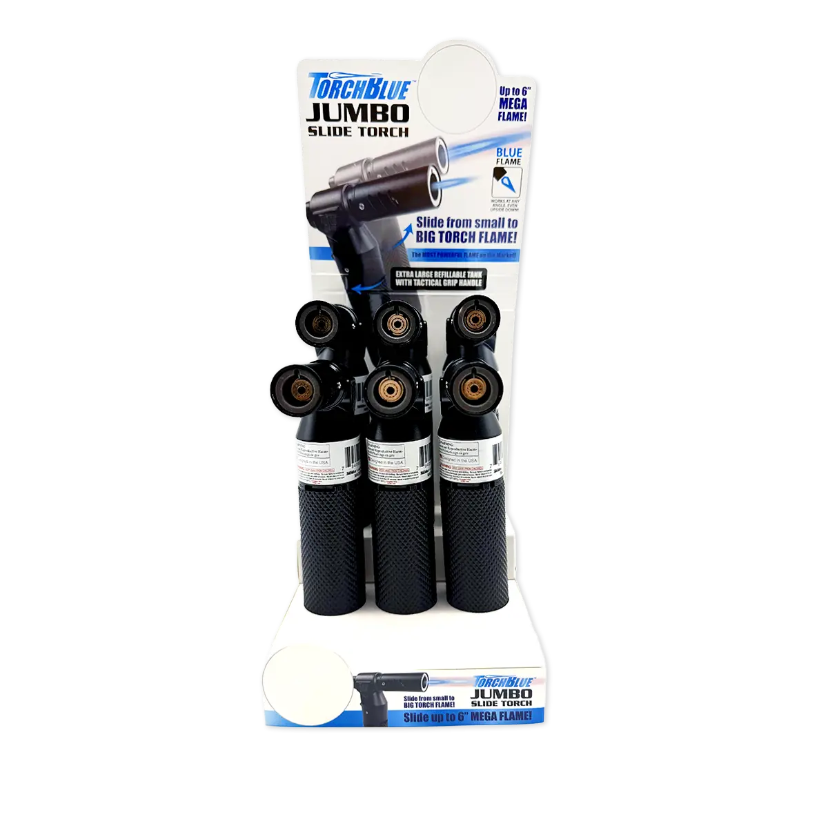Jumbo Slide Torch Lighter - 6 Pieces Per Retail Ready Display 25772 TORCH BLUE