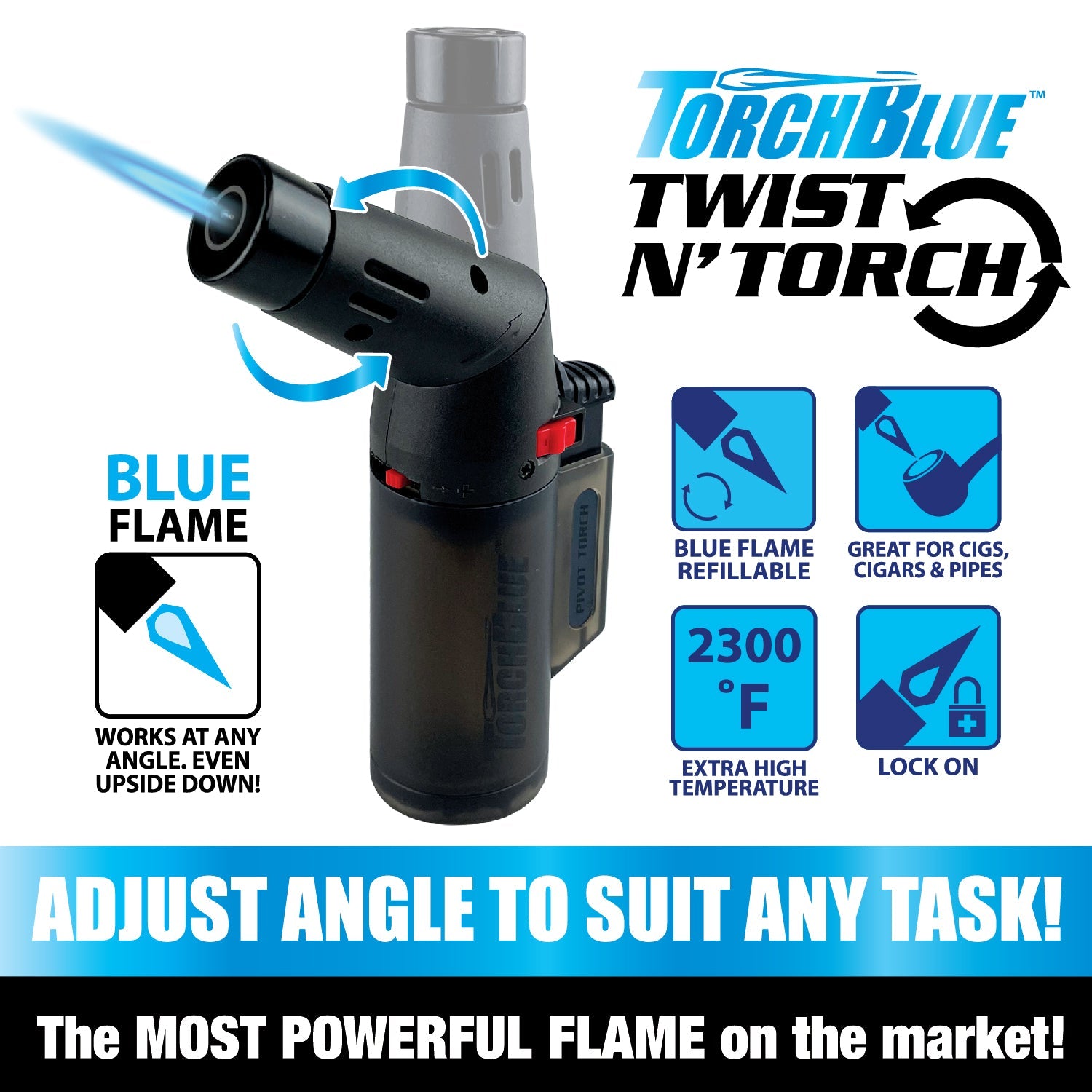 Pivot Head XXL Dual Torch Lighter - 12 Pieces Per Retail Ready Display 25844 TORCH BLUE
