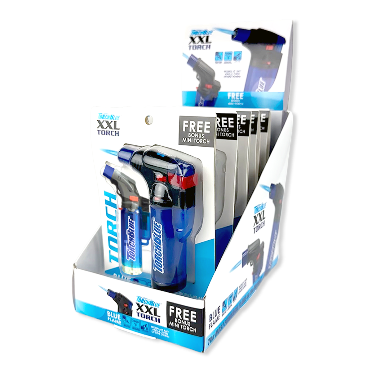 XXL Torch Lighter with Bonus Mini Torch Blister 2-Pack Sets - 6 Sets Per Display 26234 TORCH BLUE