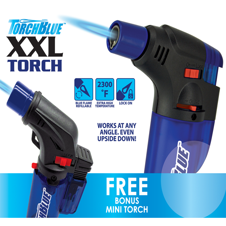 XXL Torch Lighter with Bonus Mini Torch Blister 2-Pack Sets - 6 Sets Per Display 26234 TORCH BLUE