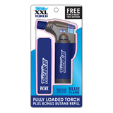 XXL Torch Lighter with Bonus Butane Refill Blister 2-Pack Sets - 6 Sets Per Display 26244 TORCH BLUE