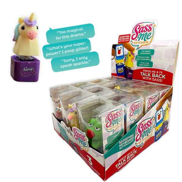 Sass Me Keyboard Fidget Keychain - 12 Pieces Per Retail Ready Display 26560