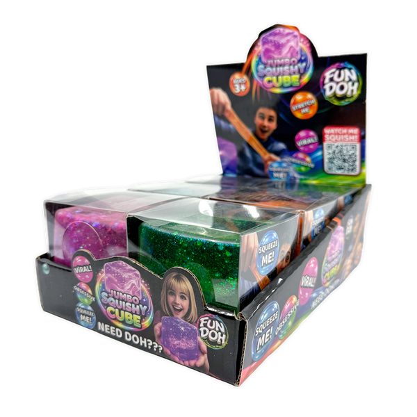 Fun Doh Jumbo Squishy Cube - 6 Pieces Per Retail Ready Display 26653