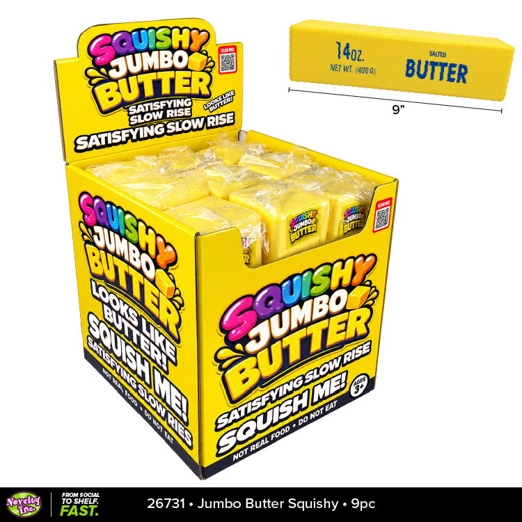 Fun Doh™ Slow Rise Foam Jumbo Butter Squishy - 9 Pieces Per Retail Ready Display 26731