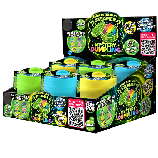 Fun Doh Squishy Glow-in-the-Dark Mystery Streamer Dumpling Toy - 12 Pieces Per Retail Ready Display 26787