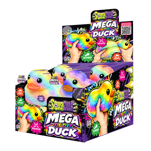 Fun Doh SquishZilla Mega Squishy Tie Dye Duck - 8 Pieces Per Retail Ready Display 26811