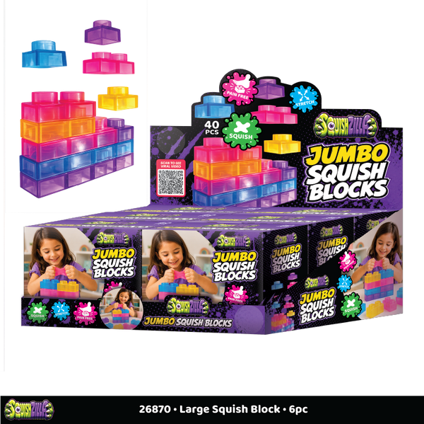 Fun Doh SquishZilla Large Squish Blocks - 6 Pieces Per Retail Ready Display 26870