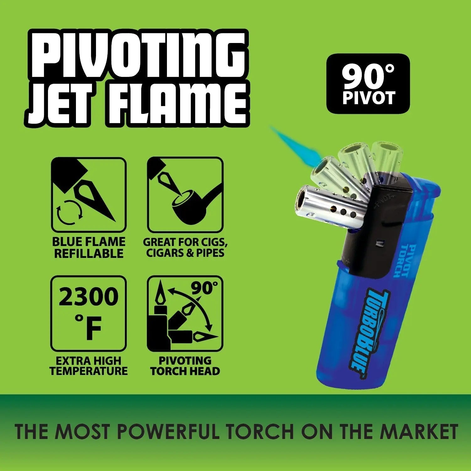 Pivot Head Torch Lighter - 12 Pieces Per Retail Ready Display 40364 TORCH BLUE