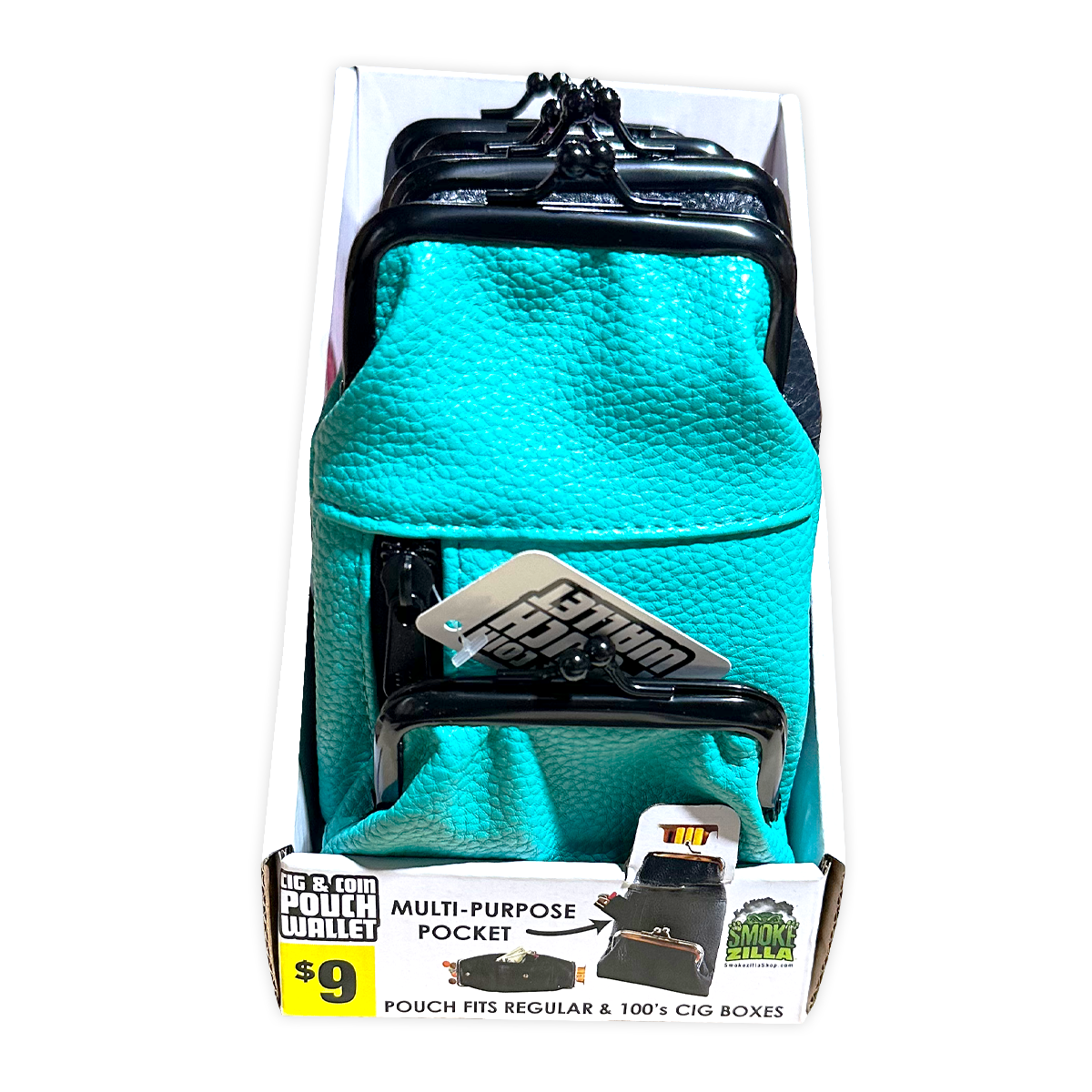 Leatherette Cigarette Pouch with Coin Wallet - 5 Pieces Per Retail Ready Display 41414 SMOKEZILLA