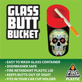 Full Print Glass Butt Bucket Ashtray - 3 Pieces Per Retail Ready Display 41528