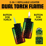 Metallic Dual Flame N Torch Lighter- 12 Pieces Per Retail Ready Display 41588