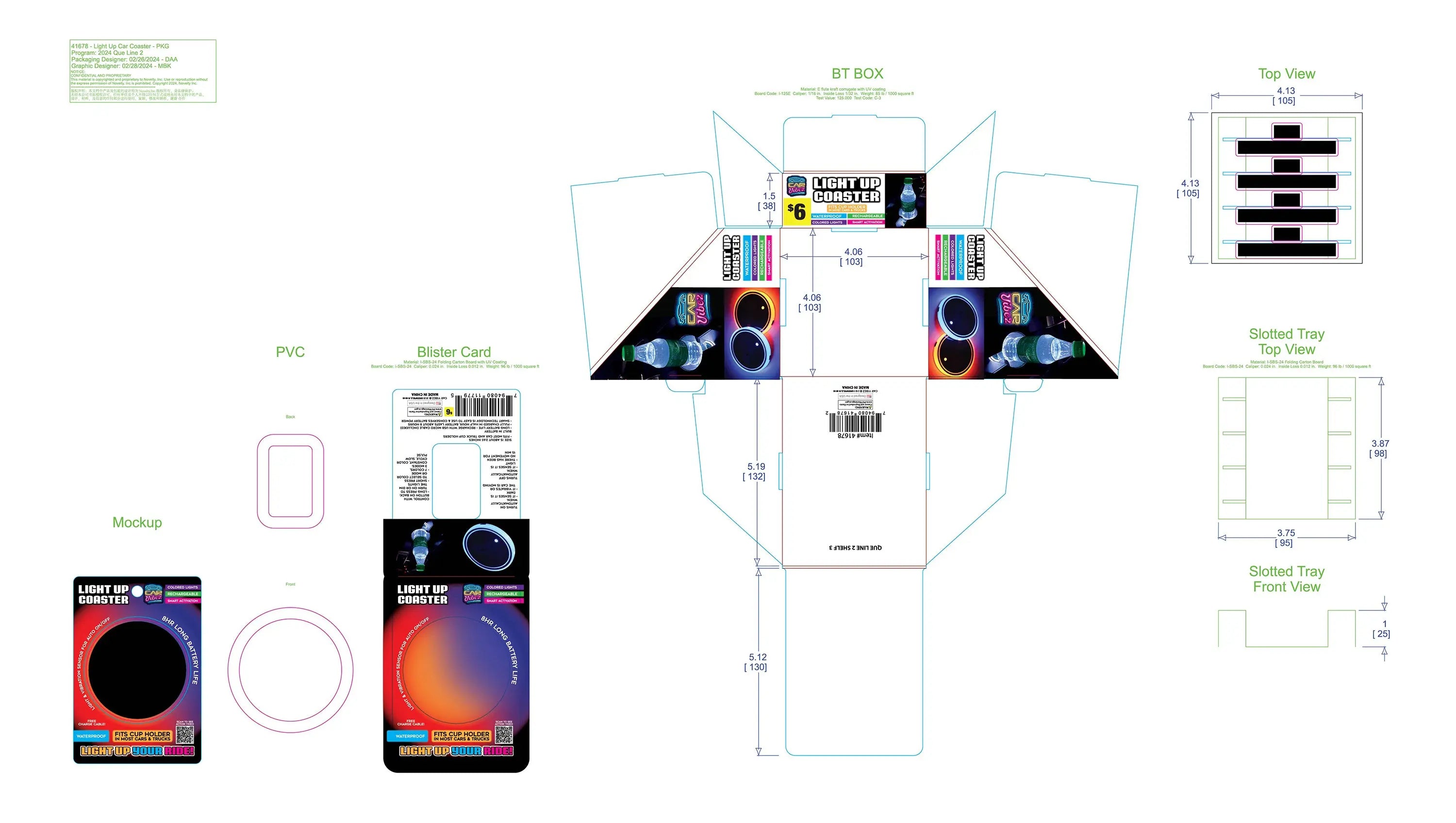 Mood Light LED Light-Up Coaster - 4 Pieces Per Retail Ready Display 41678 CAR VIBEZ