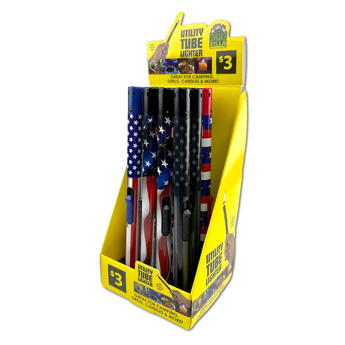 Patriotic Utility Tube Lighter - 12 Pieces Per Retail Ready Display 41729 SMOKEZILLA