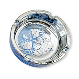 Glass Metal Plated Round Ashtray - 5 Pieces Per Retail Ready Display 41854
