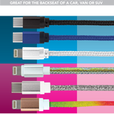 10FT Braided Sync and Charge Cable Assortment Wing Rack Display - 38 Pieces Per Retail Ready Display Kit 88336 GADGET GEAR