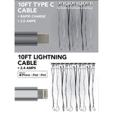 10FT Braided Sync and Charge Cable Assortment Floor Display - 36 Pieces Per Retail Ready Display 88479