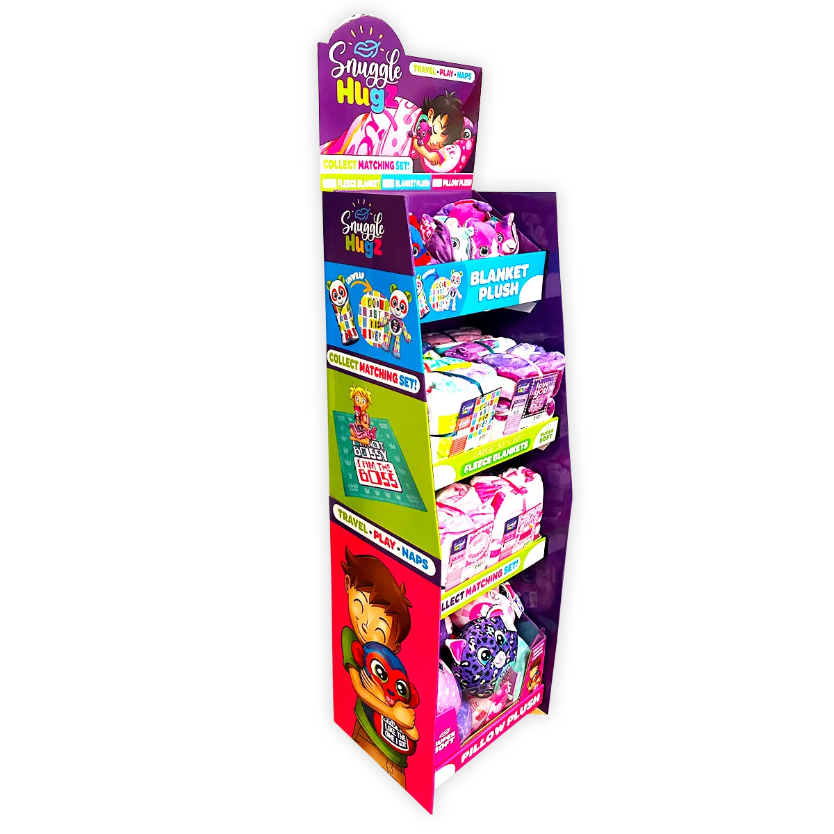 Blanket and Plush Kids Assortment Floor Display - 32 Pieces Per Retail Ready Display 88509 KIPP BROTHERS