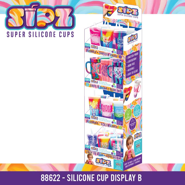 Sipz Silicone Cup Assortment Floor Display - 38 Pieces Per Retail Ready Display Kit 88622 NOVELTY INC