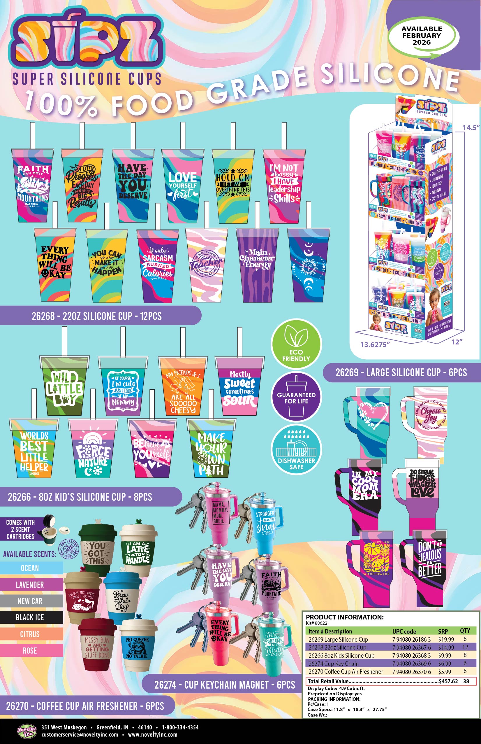 Sipz Silicone Cup Assortment Floor Display - 38 Pieces Per Retail Ready Display Kit 88622 NOVELTY INC