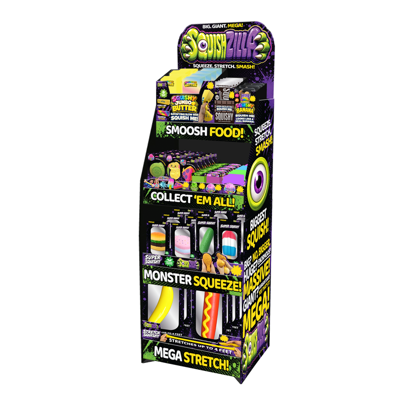 SquishZilla™ Squishy Fidget Toy Assortment Floor Display - 86 Pieces Per Retail Ready Display Kit 88633