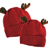 Christmas Antler Winter Knit Hat Beanie with Merchandising Strip - 6 Pieces Per Retail Ready Display 41601