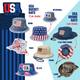 USA Bucket & Boonie Patriotic Hat Assortment Floor Display- 18 Pieces Per Retail Ready Display 88536