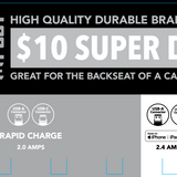 10FT Braided Sync and Charge Cable Assortment Floor Display - 24 Pieces Per Retail Ready Display 88585