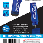 XXL Torch Lighter with Bonus Butane Refill Blister 2-Pack Sets - 6 Sets Per Display 26244 TORCH BLUE