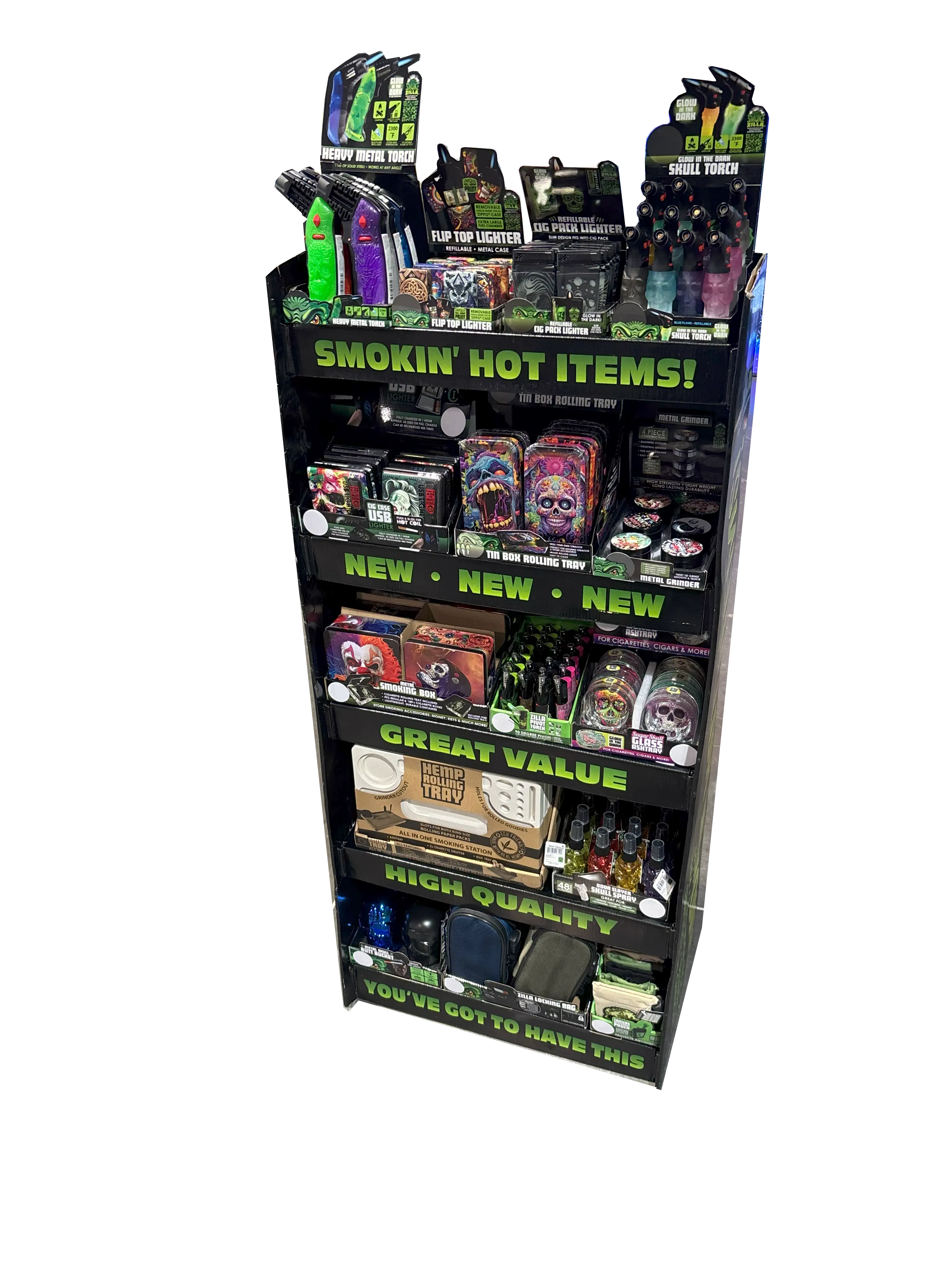 Smokezilla Curated Best Sellers Smoking Accessories Floor Display 88677 NOVELTY INC