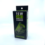Wireless 3 in 1 Charging Station 15 Watts - 4 Pieces Per Retail Ready Display 22827 GADGET GEAR