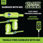 Wired Earbuds Glow in The Dark with Mic - 3 Pieces Per Pack 20614 GADGET GEAR