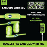 Wired Earbuds Glow in The Dark with Mic - 3 Pieces Per Pack 20614 GADGET GEAR