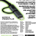 Charging Cable Elite Multi-Head USB to Micro USB / Lightning 3FT - 3 Pieces Per Pack 21100 GADGET GEAR