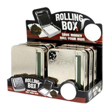 Metal Cigarette Rolling Box with Engraved Top- 6 Pieces Per Retail Ready Display 21502